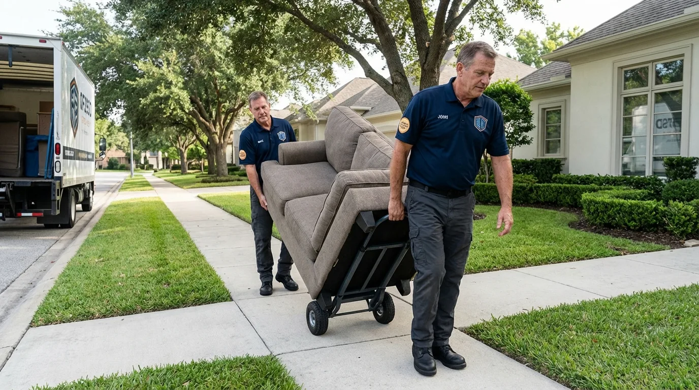 Local residential moving crew loading furniture in Newmanstown, PA